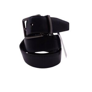 NEW Calvin Klein Reversible Textured Leather Dress Belt Navy Smooth Black Sz M